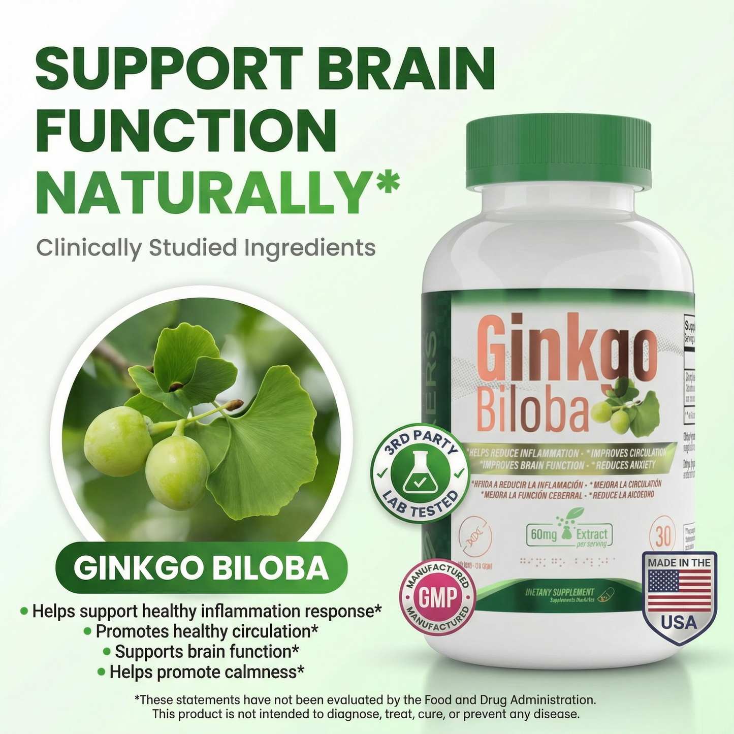 Ginkgo Biloba 60mg – Daily Use Capsules