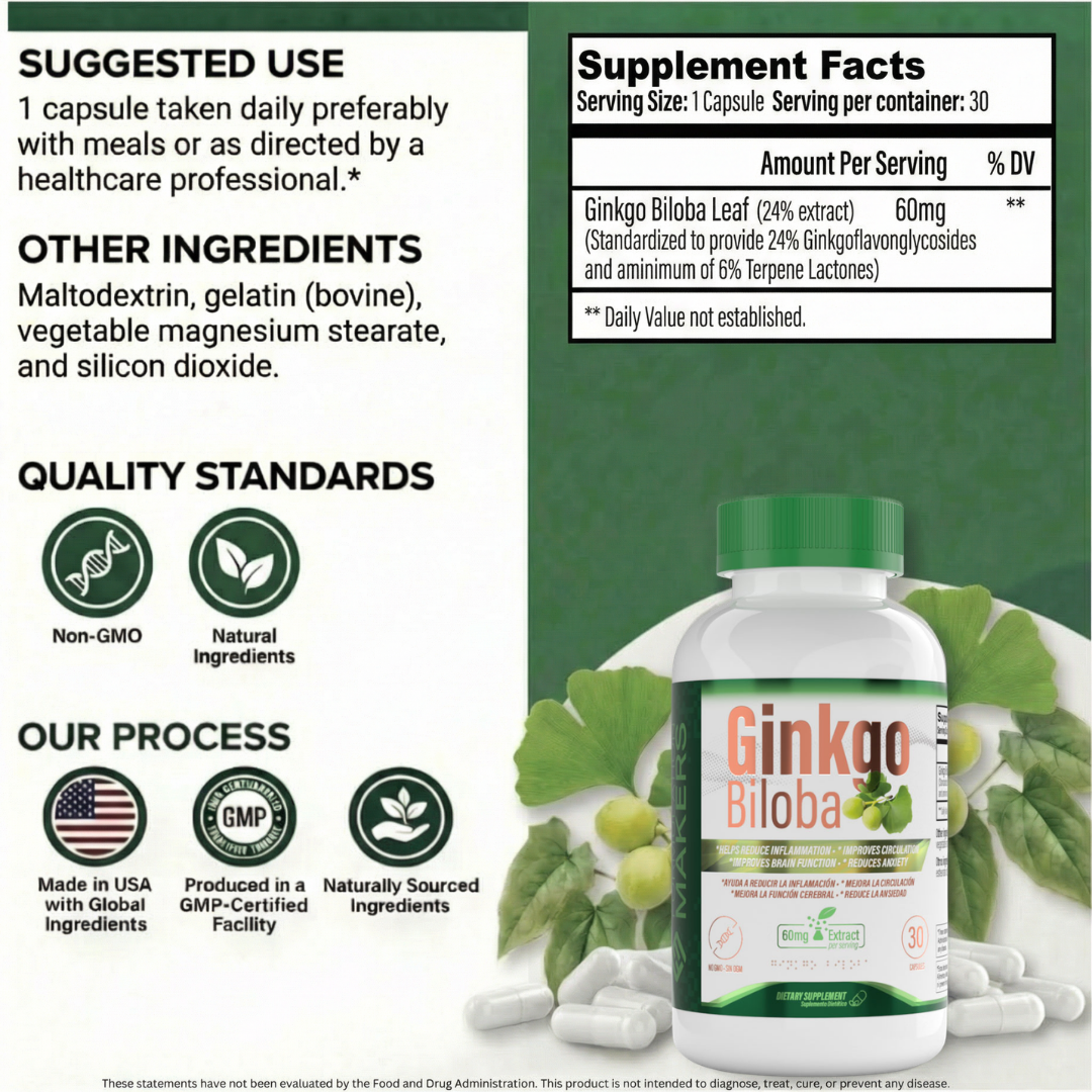 Ginkgo Biloba 60mg – Daily Use Capsules